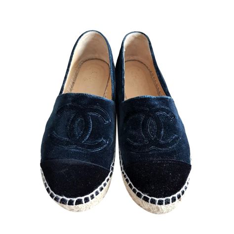 chanel espadrilles navy blue leather|Chanel espadrilles size chart.